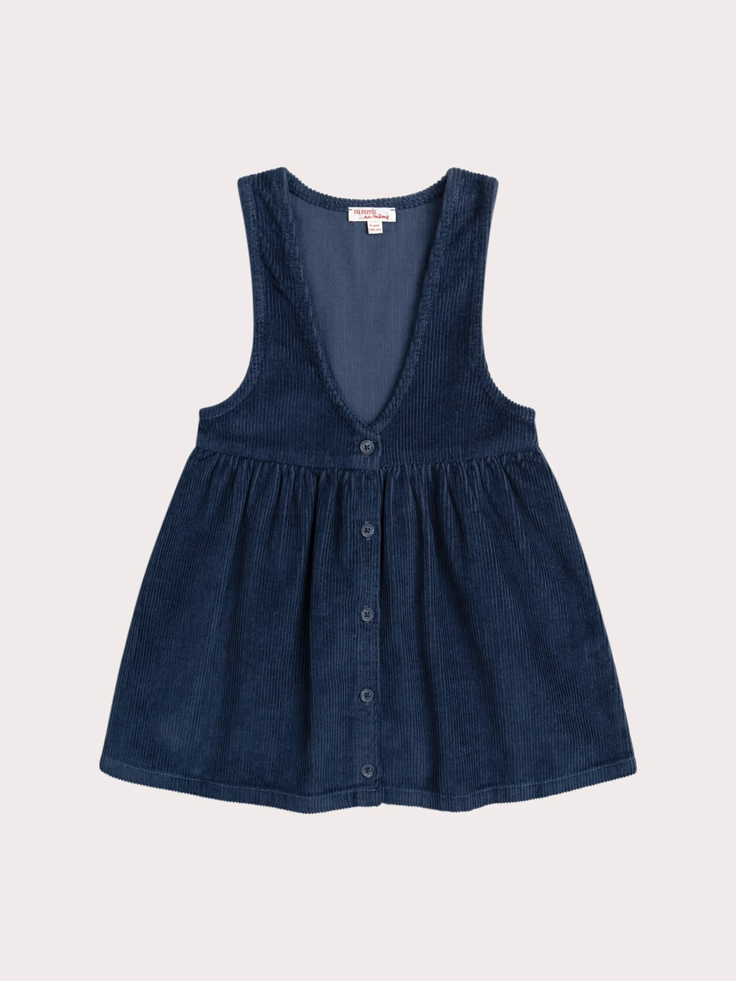 Abito Blu in Velours con Ribattuto Grosso