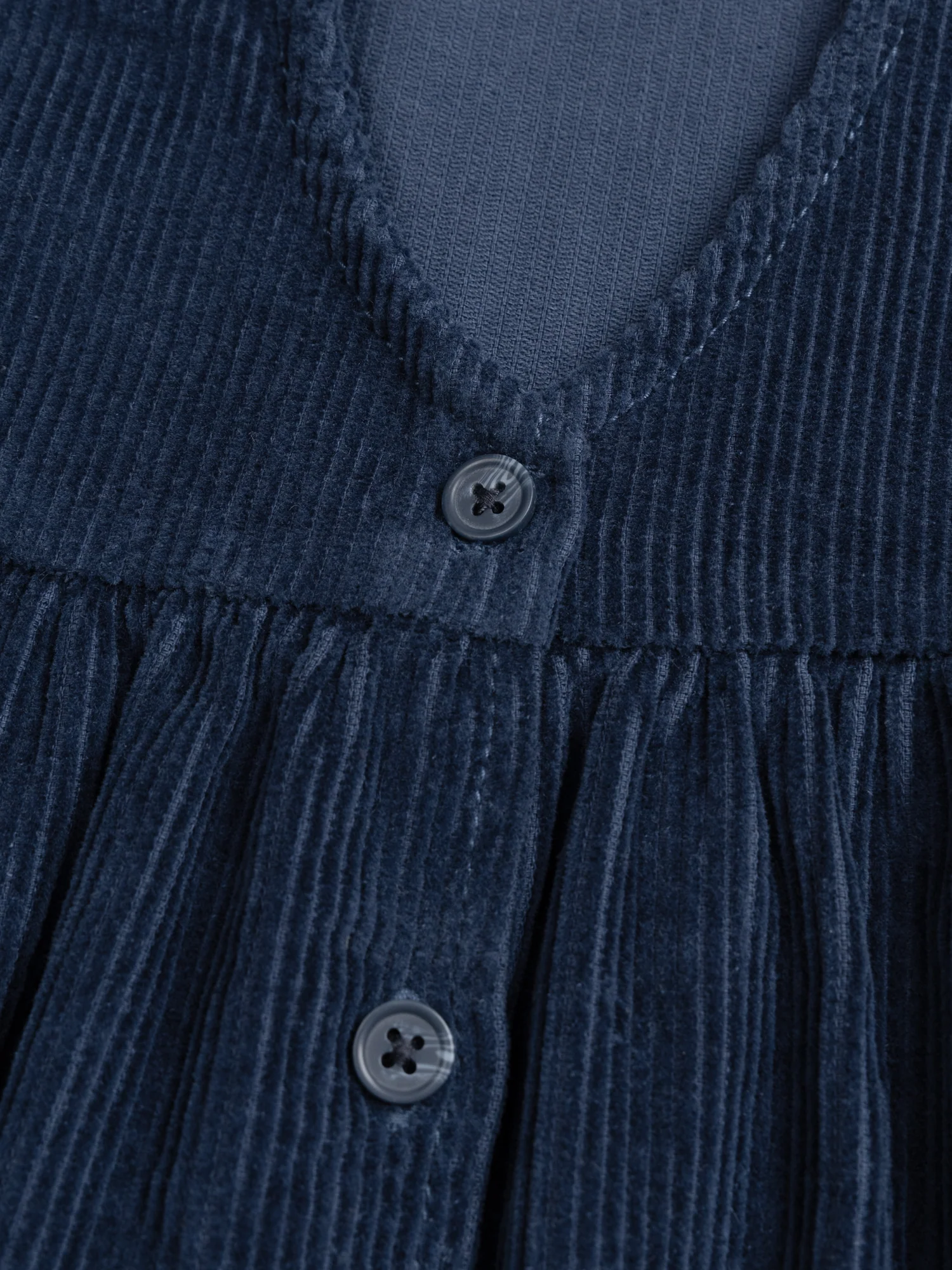 Abito Blu in Velours con Ribattuto Grosso - Image 3