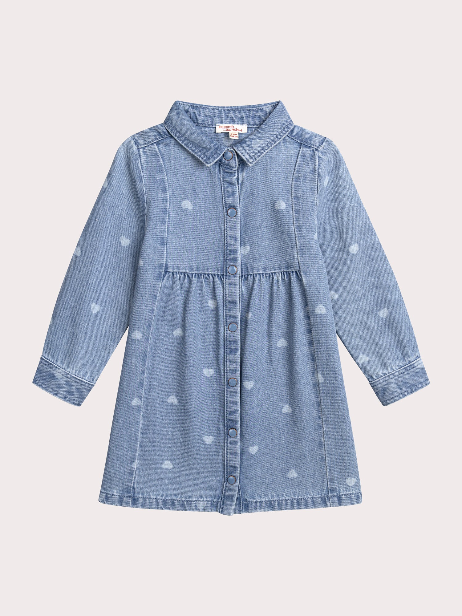 Abito in denim con stampa cuori
