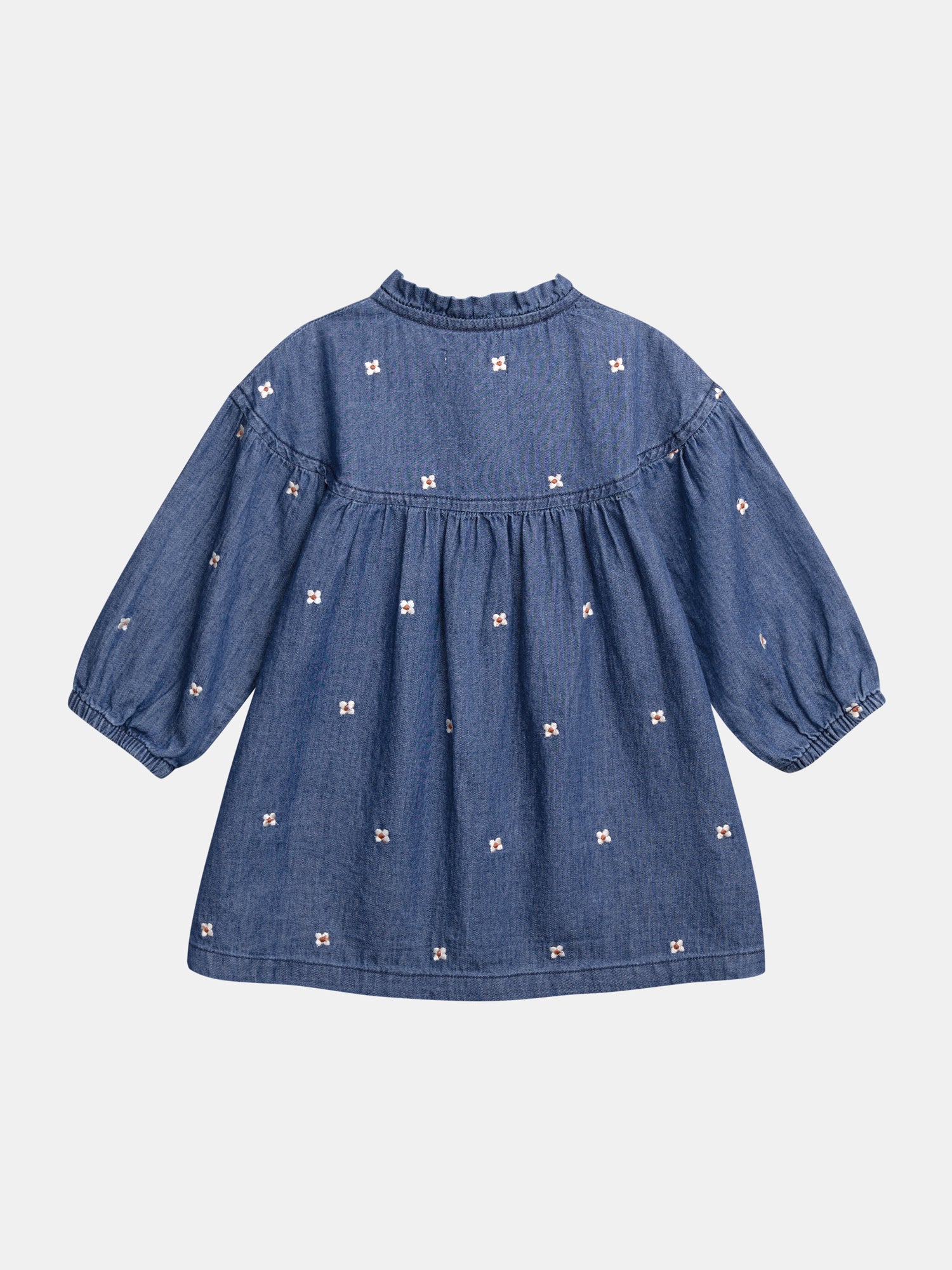 Abito in Denim Leggero con Ricamo di Fiori per Neonata - Image 9