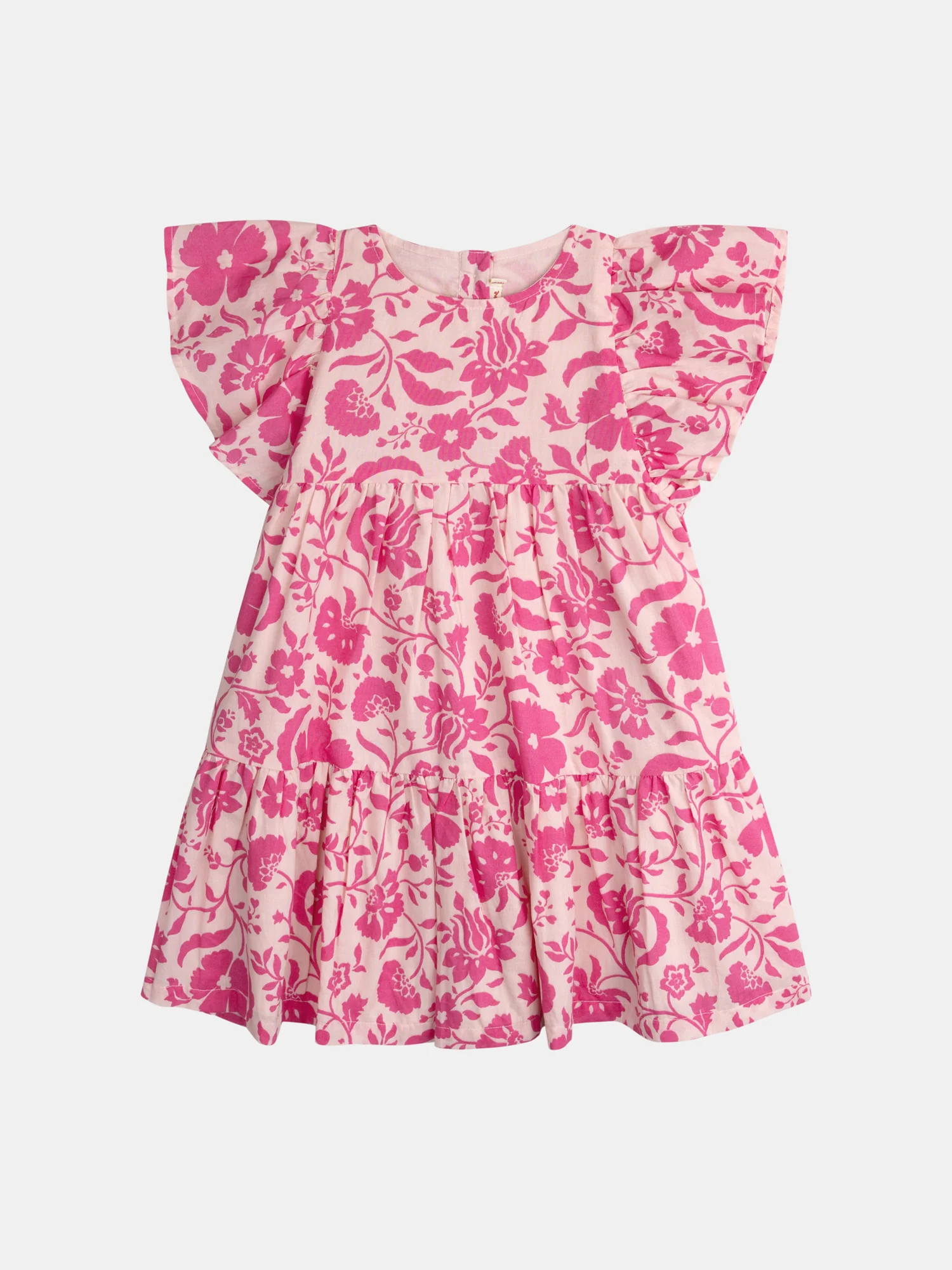 Abito rosa con stampa floreale per bambine