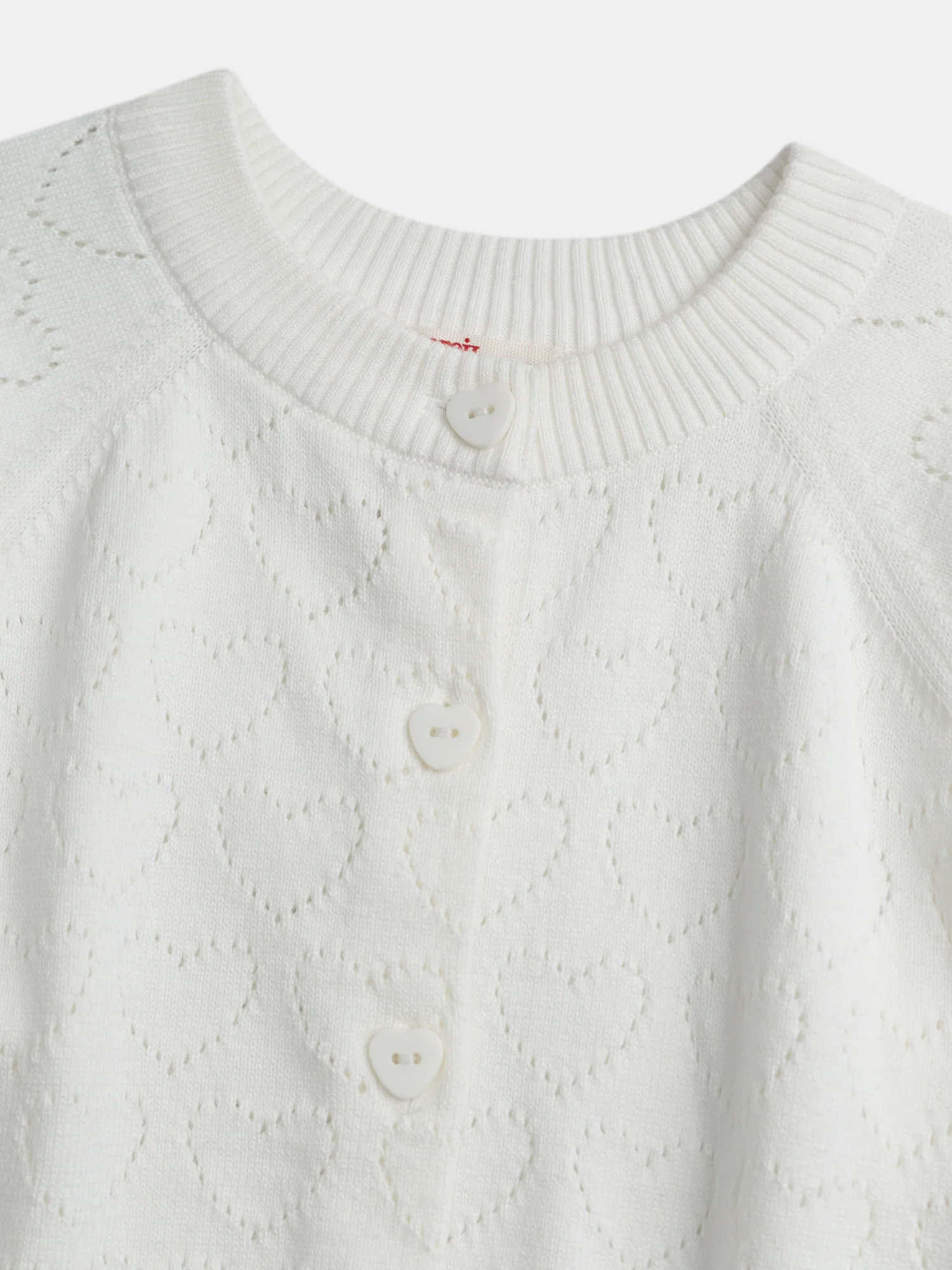 Cardigan bianco rotto con dettaglio cuore per ragazze - Image 5
