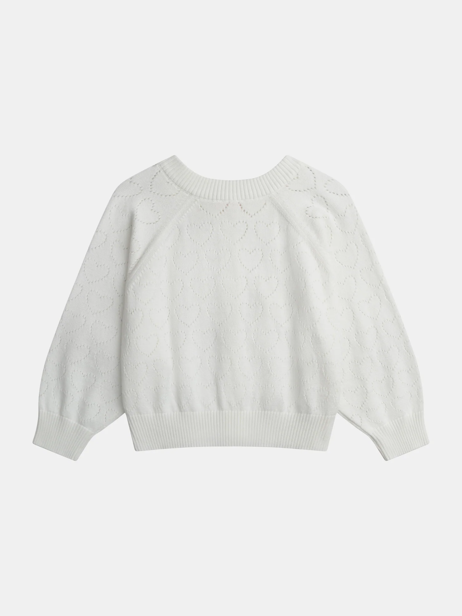 Cardigan bianco rotto con dettaglio cuore per ragazze - Image 6