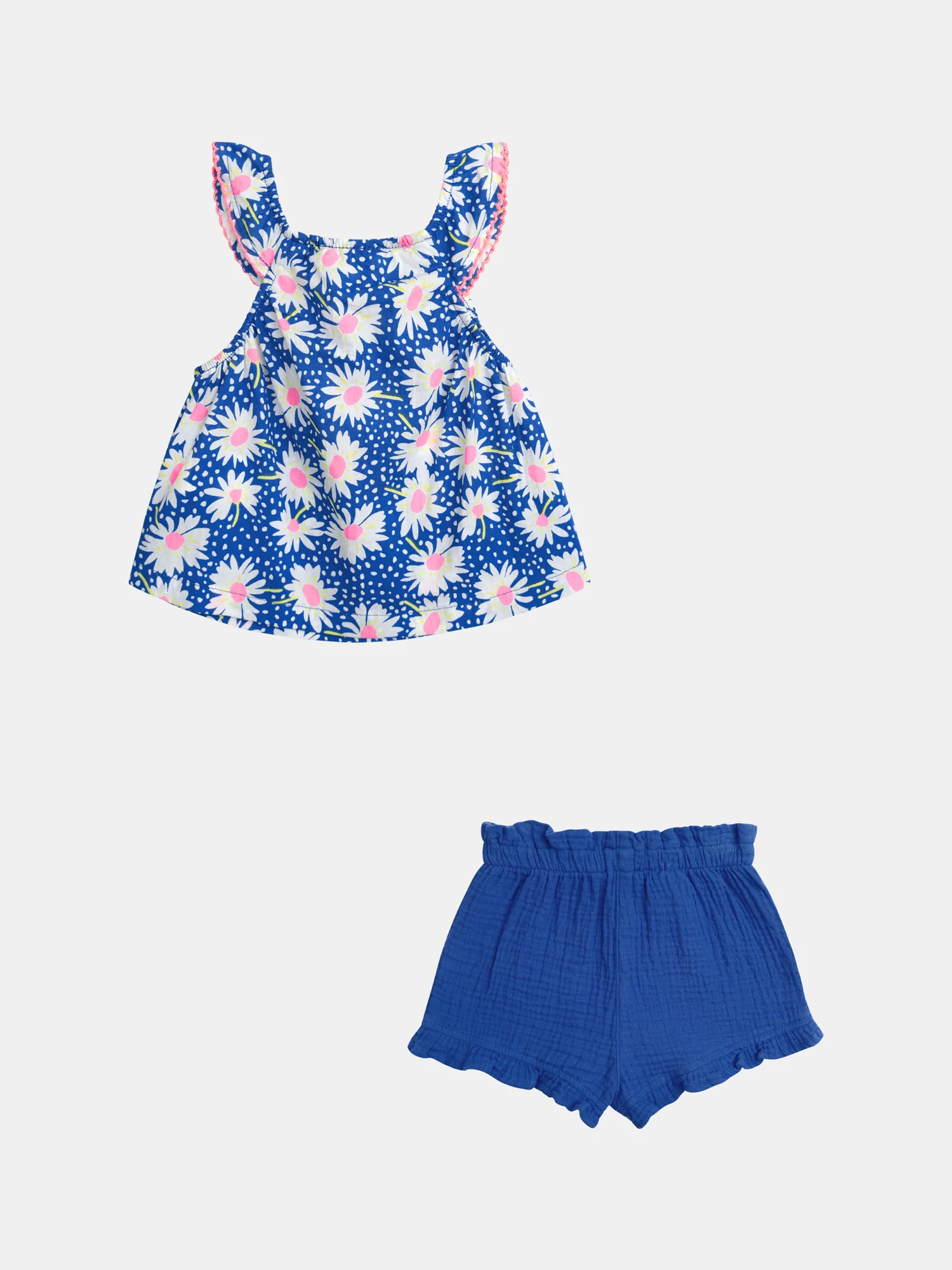 Completo Blu a Fiori e Pantaloni Corti Unici per Bambine - Image 10
