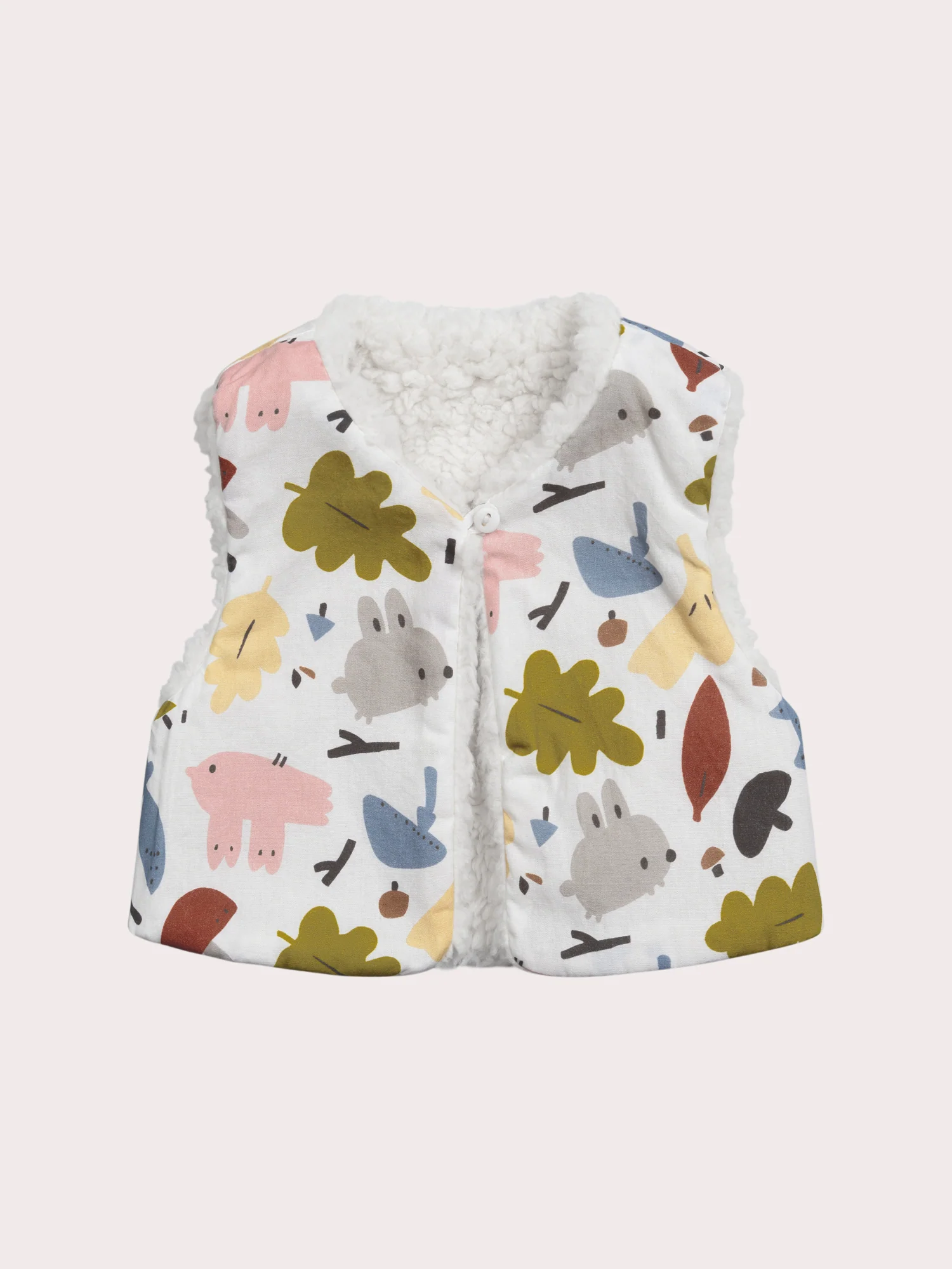 Gilet nascita senza maniche bianco reversibile - Image 3