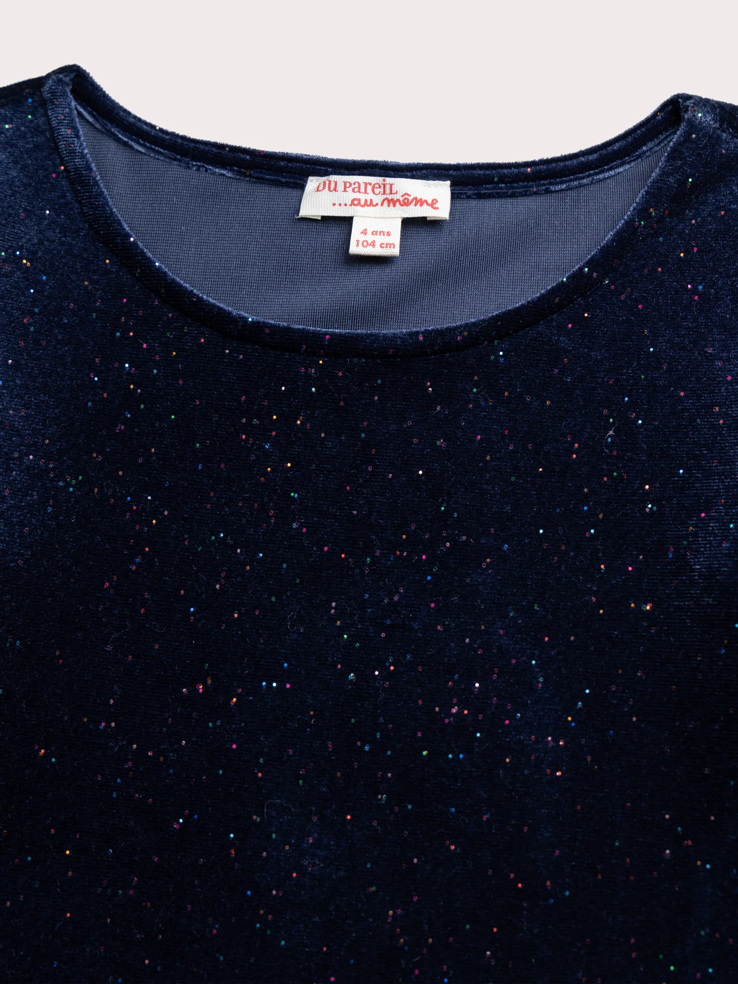 Maglietta a maniche lunghe blu navy in velluto glitterato - Image 3