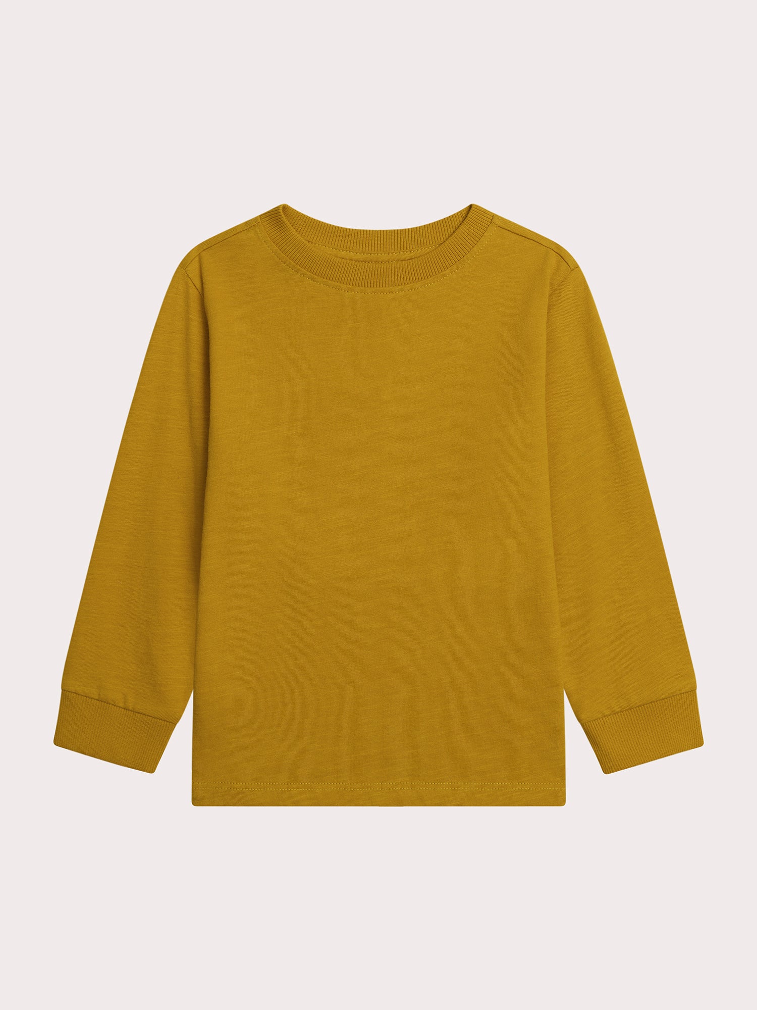 T-shirt a maniche lunghe senape effetto pelle di pesco