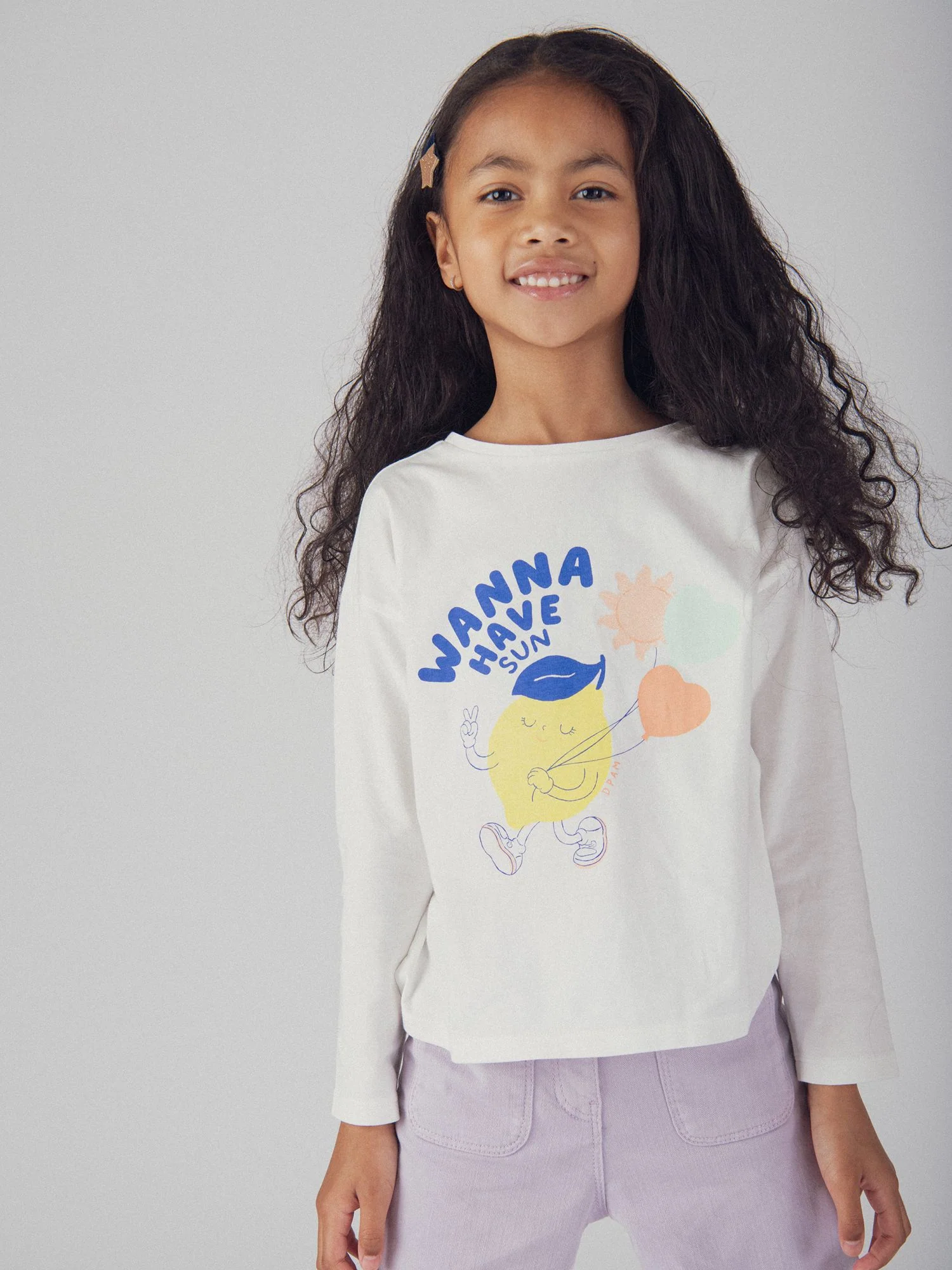 T-shirt a maniche lunghe con animazione di limone per ragazze - Image 2
