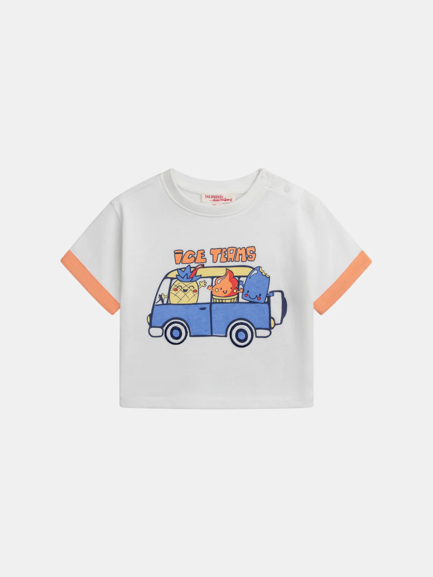 T-shirt ecru con motivo "Ice Teams" per neonato maschio