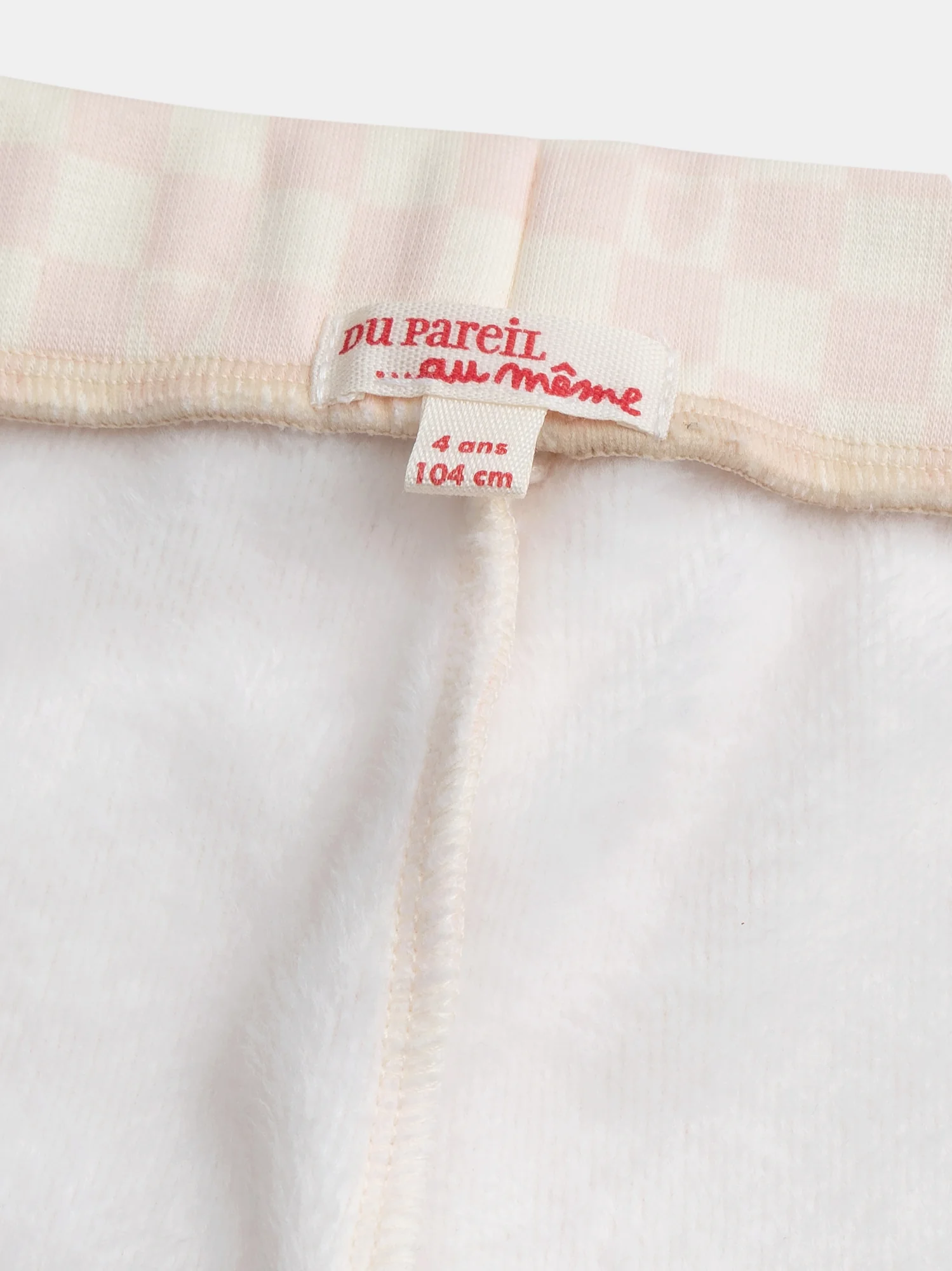 Pantaloni foderati caldi a rombi rosa e ecru per ragazze - Image 7