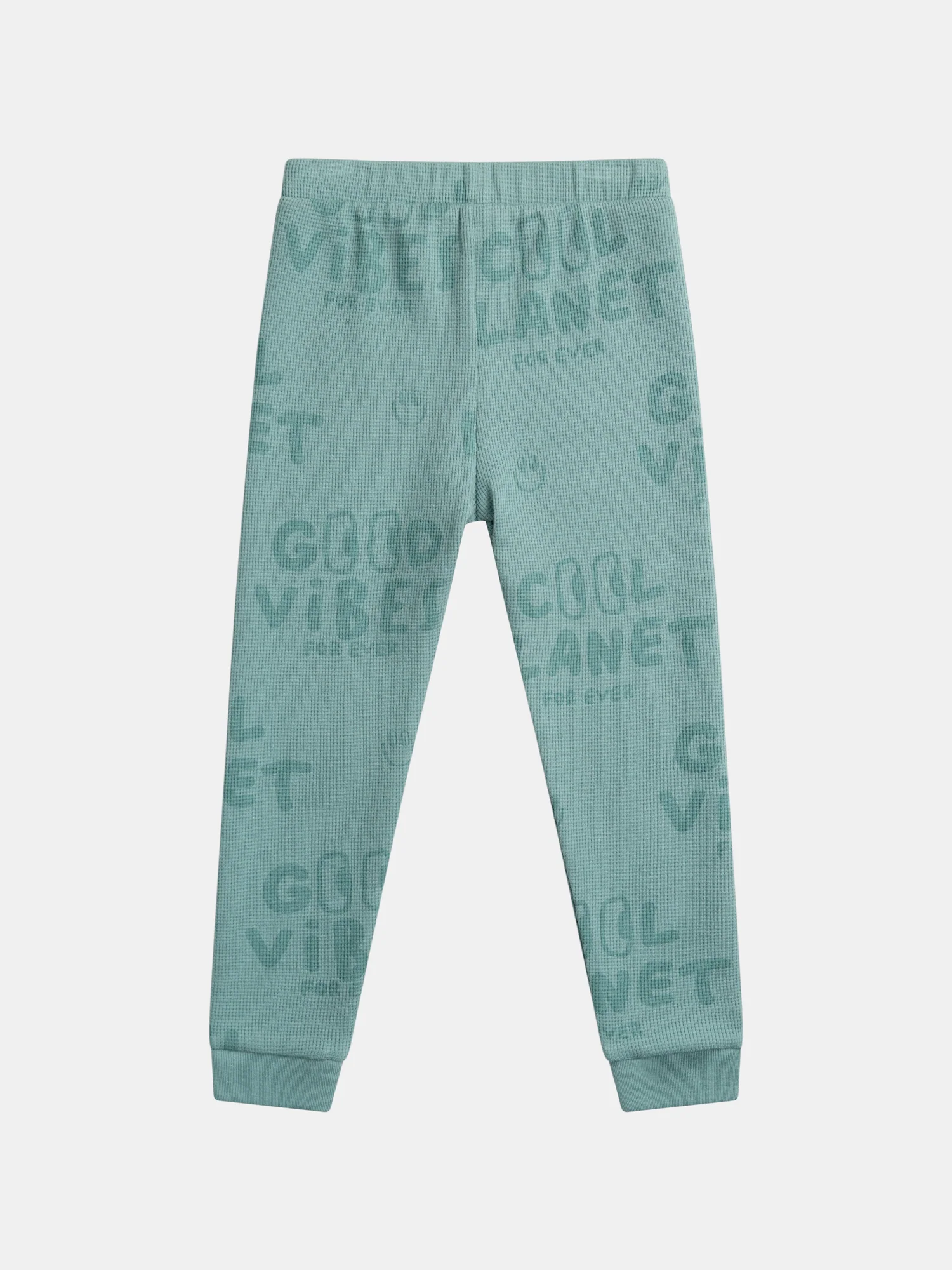 Pyjama vert "Good Vibes" en maille gaufrée pour enfant garçon - Image 10