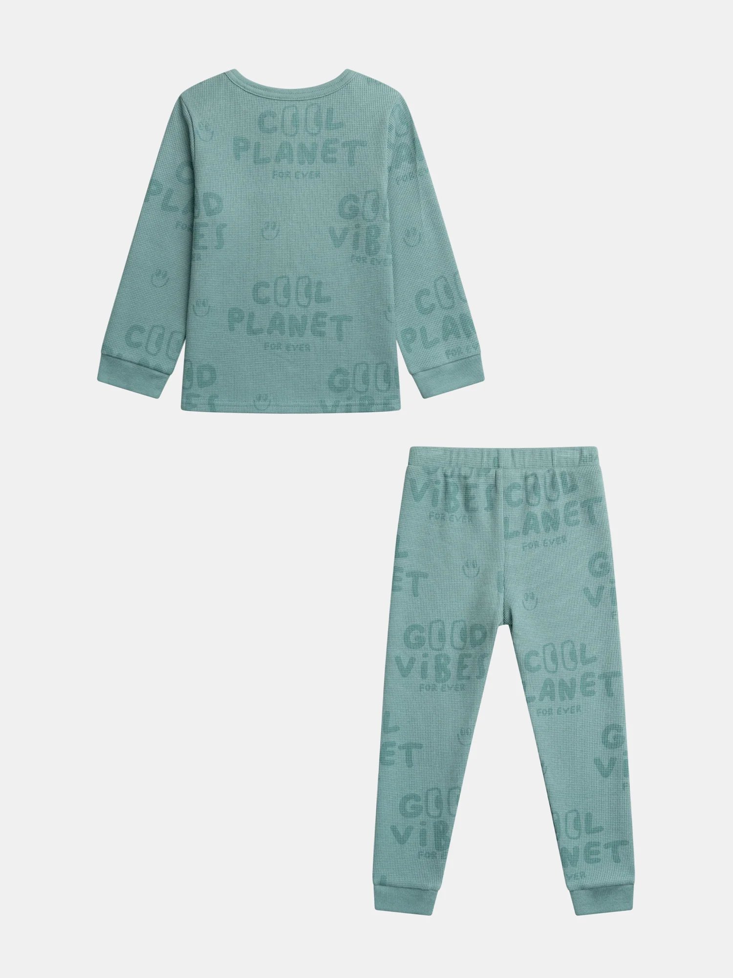 Pyjama vert "Good Vibes" en maille gaufrée pour enfant garçon - Image 11