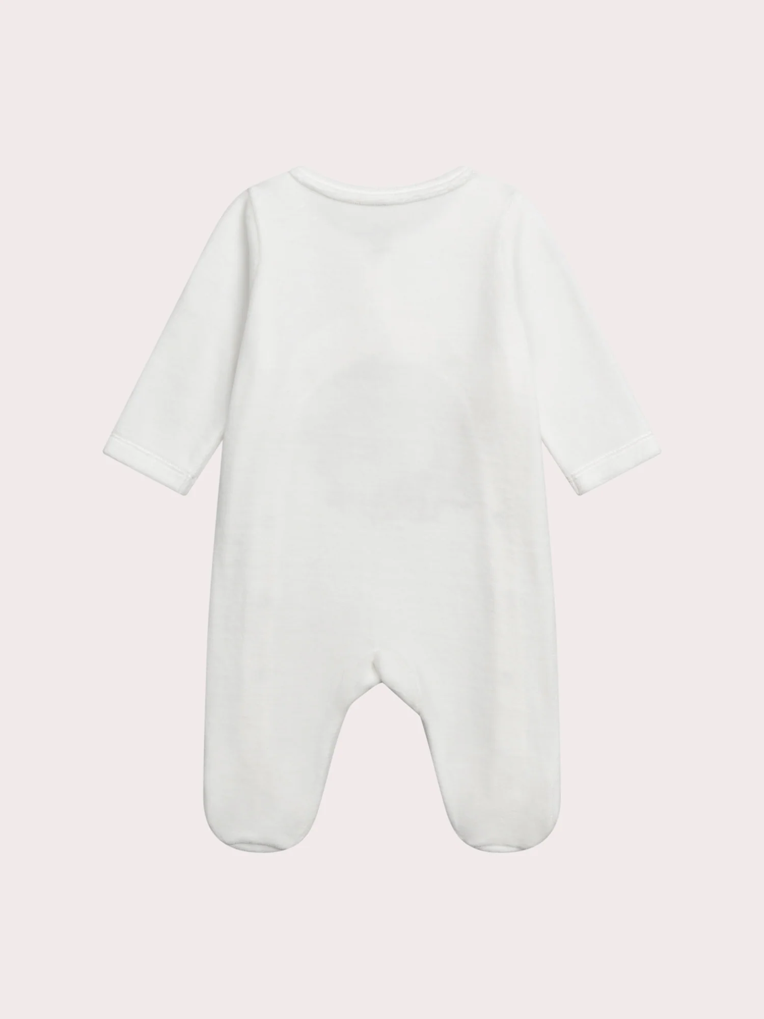 Salopette neonato in velluto bianco con motivo fungo - Image 3