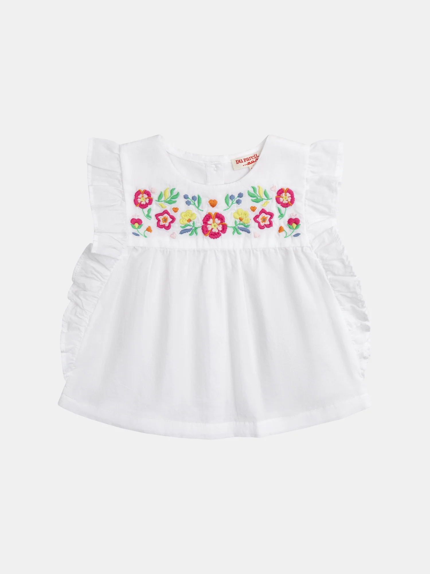 Set di blusa ricamata e pantaloni corti floreali per bambina - Image 2