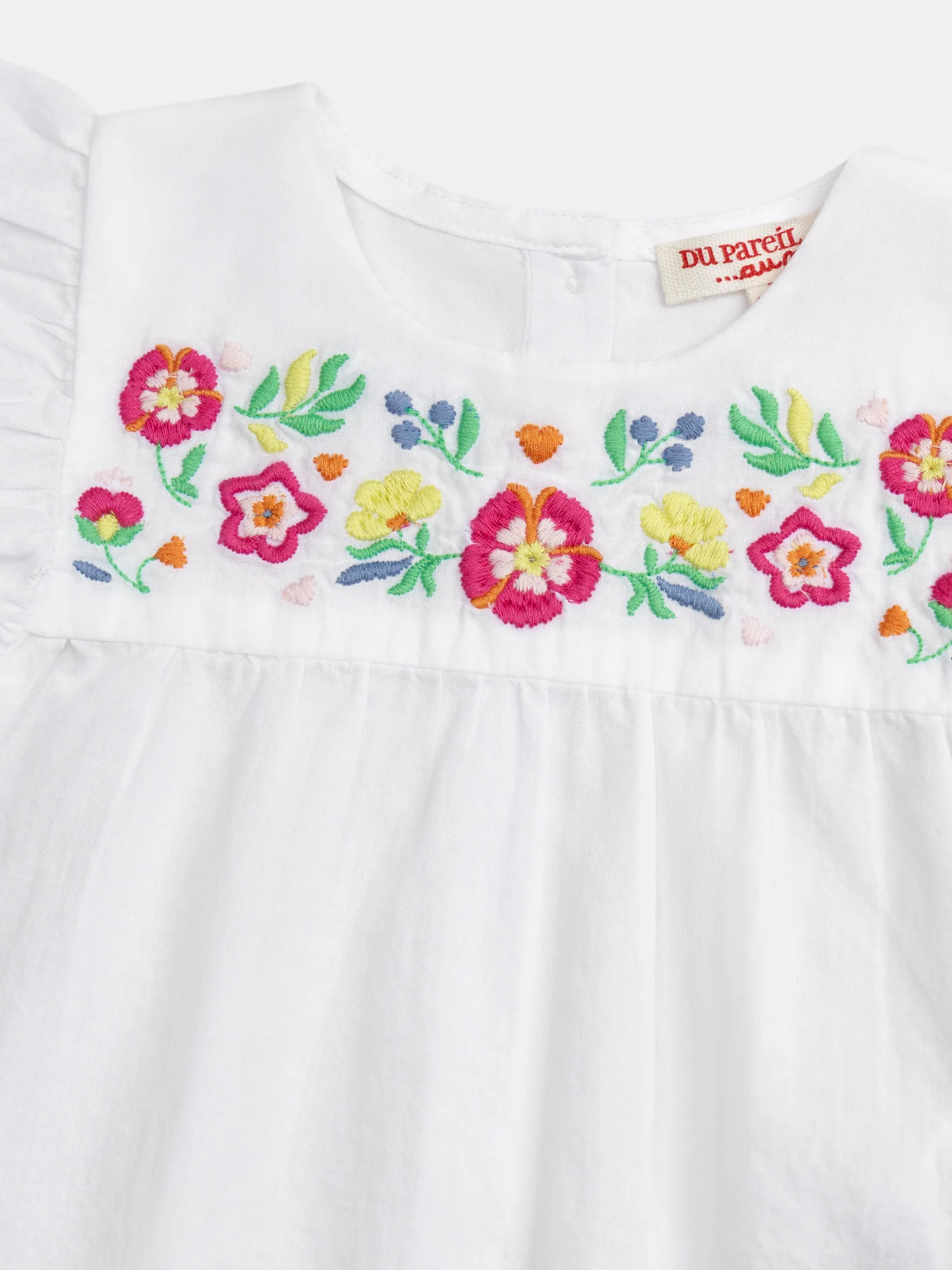 Set di blusa ricamata e pantaloni corti floreali per bambina - Image 3