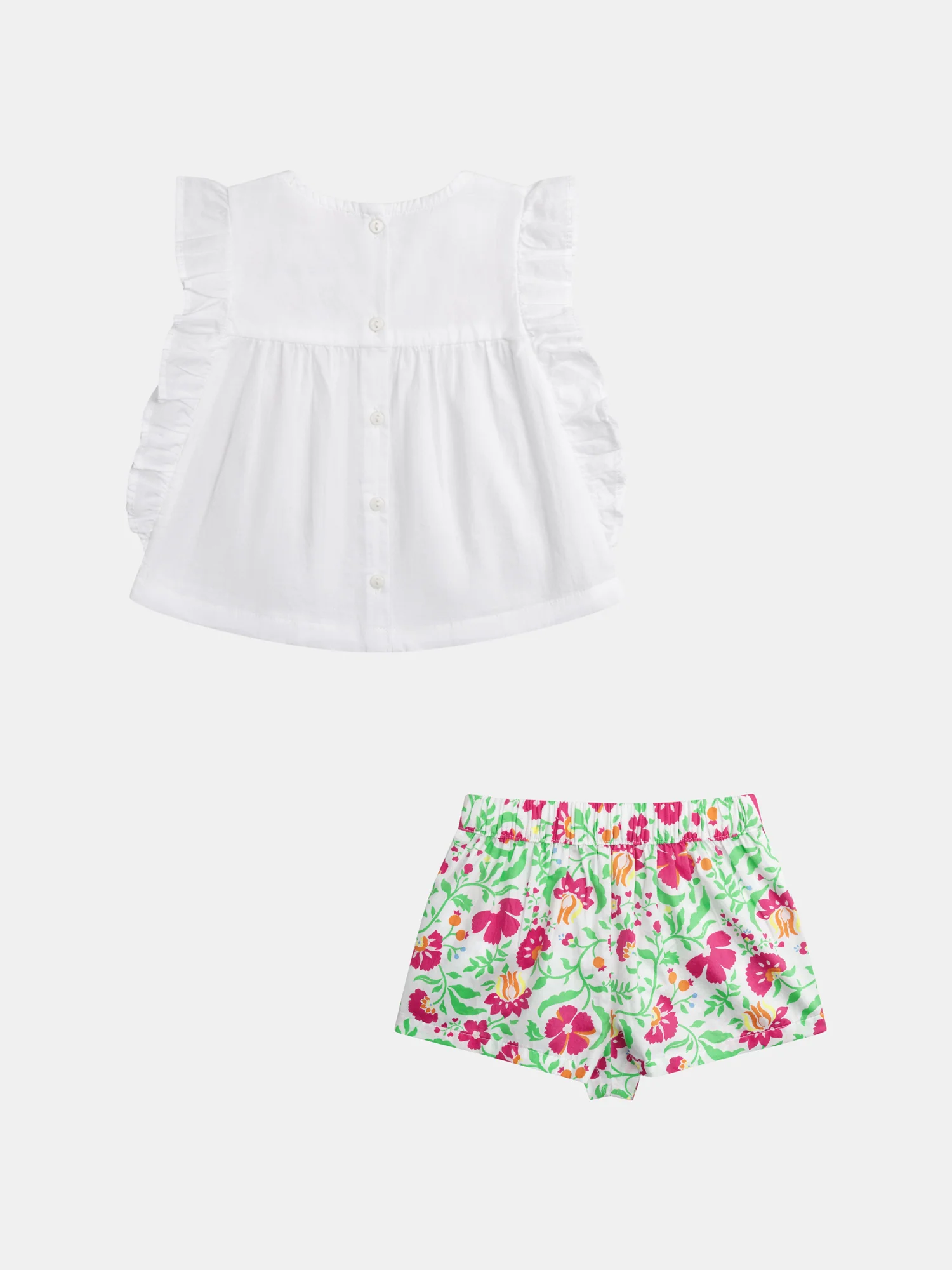 Set di blusa ricamata e pantaloni corti floreali per bambina - Image 8