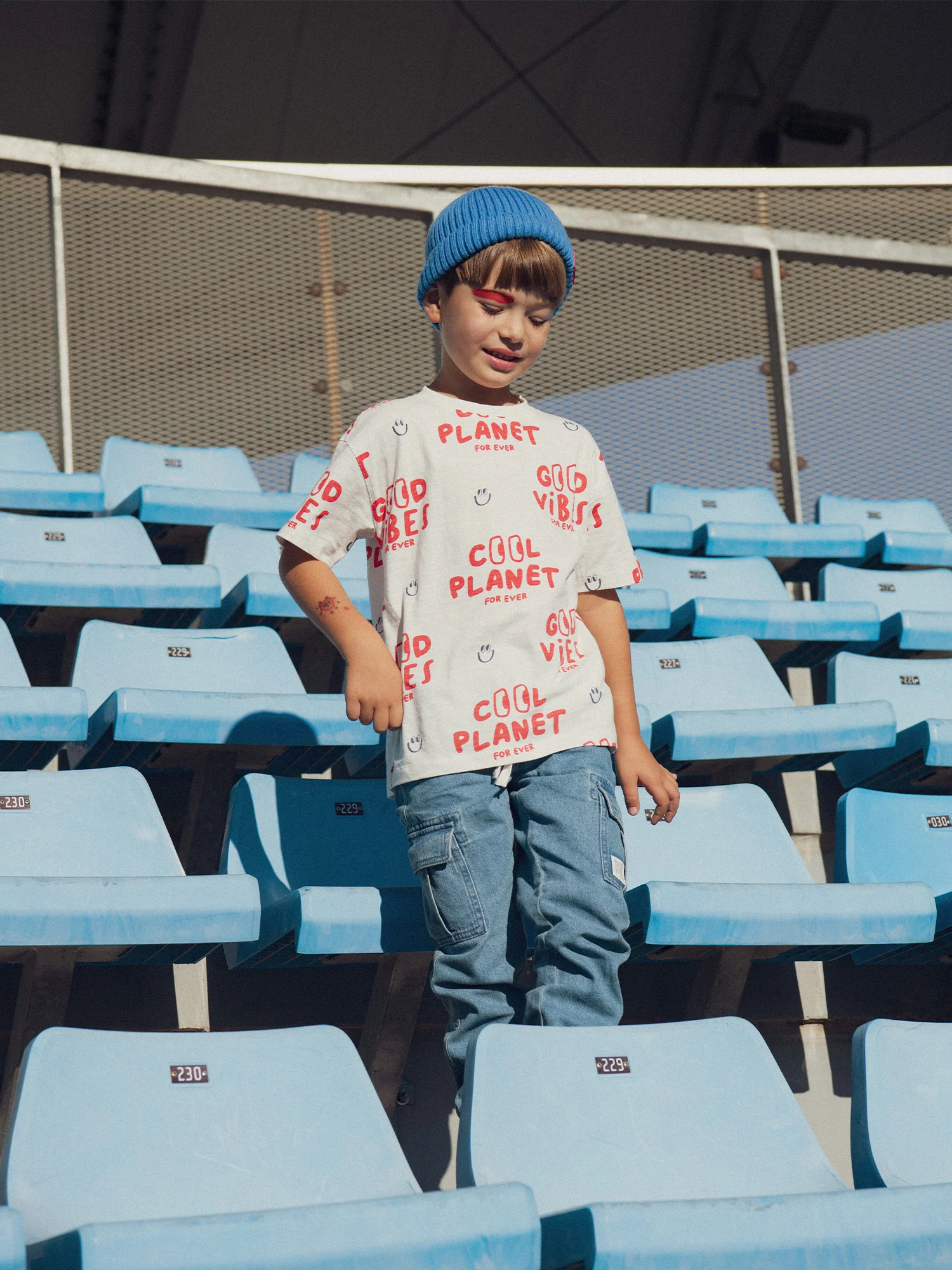 T-shirt Ecru a Manica Corta per Bambini - Image 2