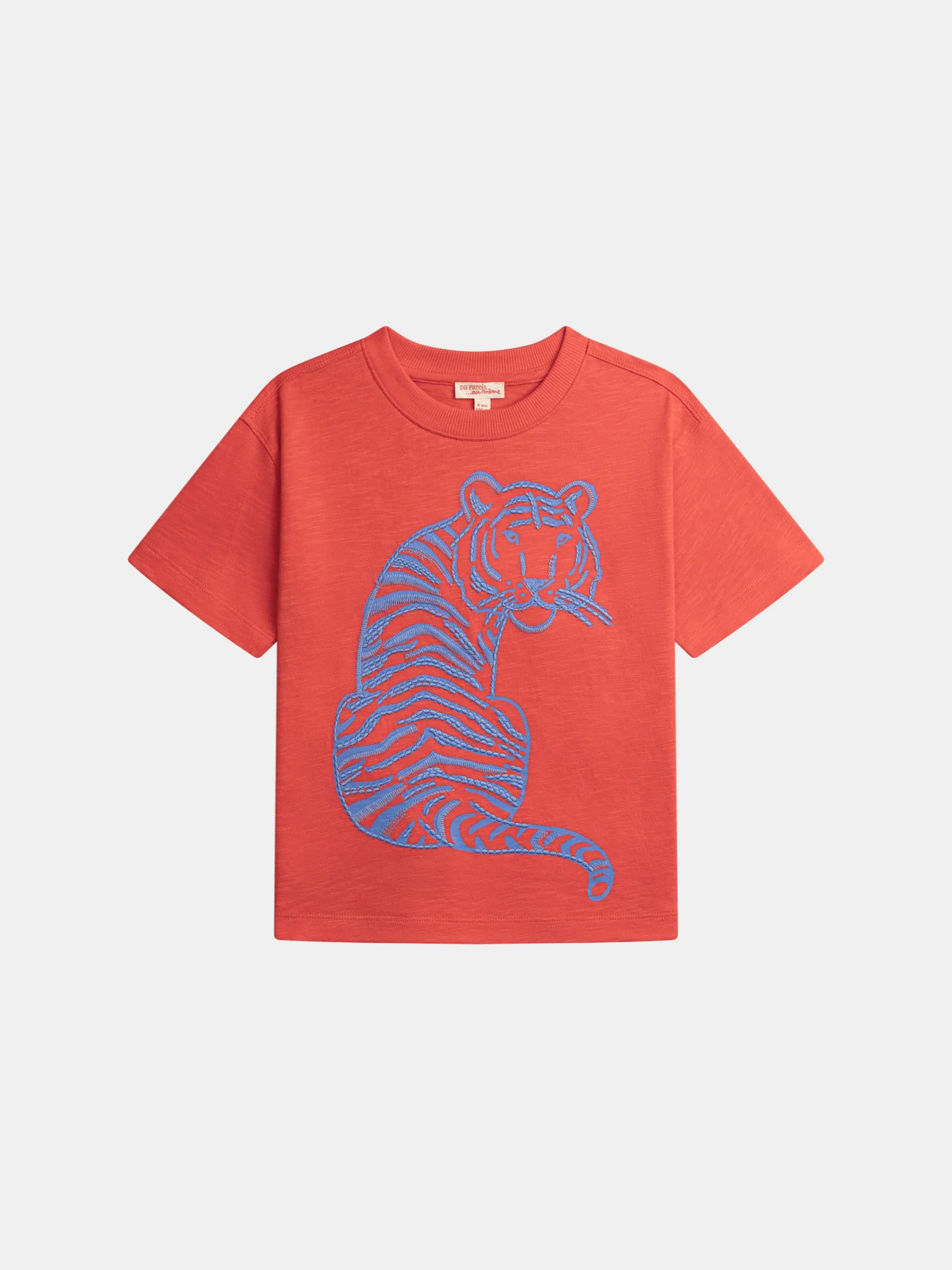 T-shirt rossa con animazione di tigre per ragazzi
