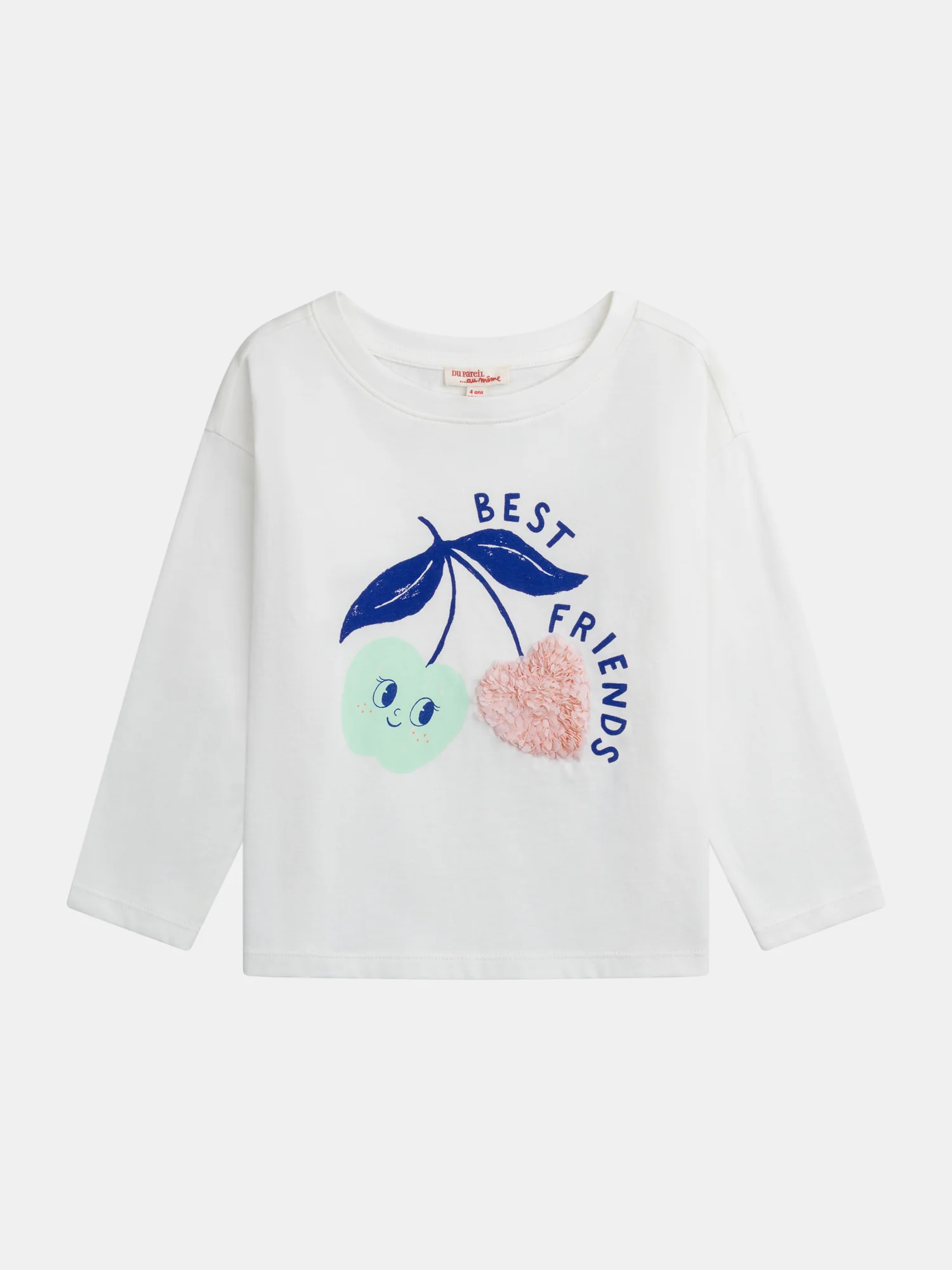 T-Shirt a Maniche Lungo con Animazione di Ciliegie per Ragazze