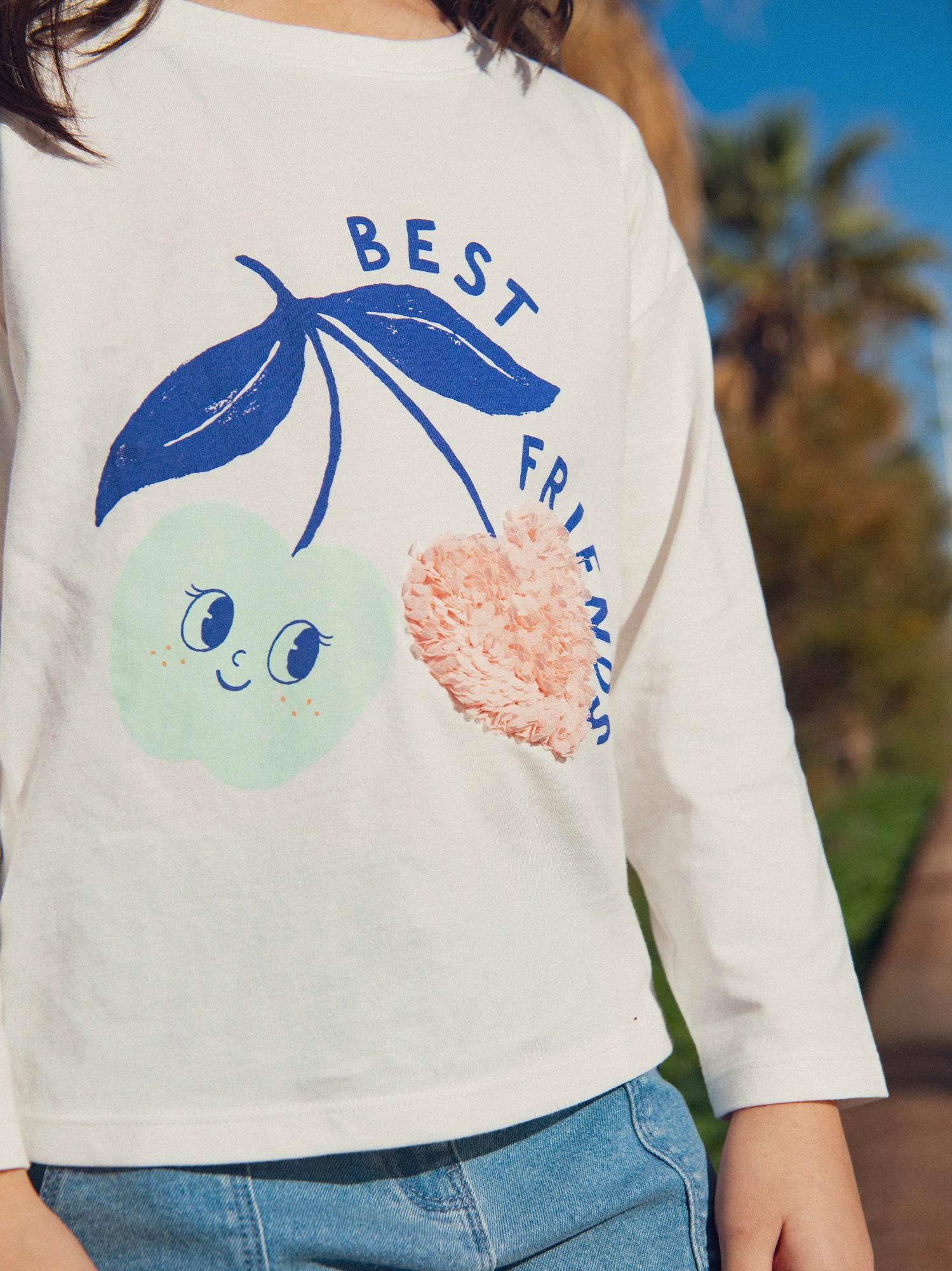 T-Shirt a Maniche Lungo con Animazione di Ciliegie per Ragazze - Image 5