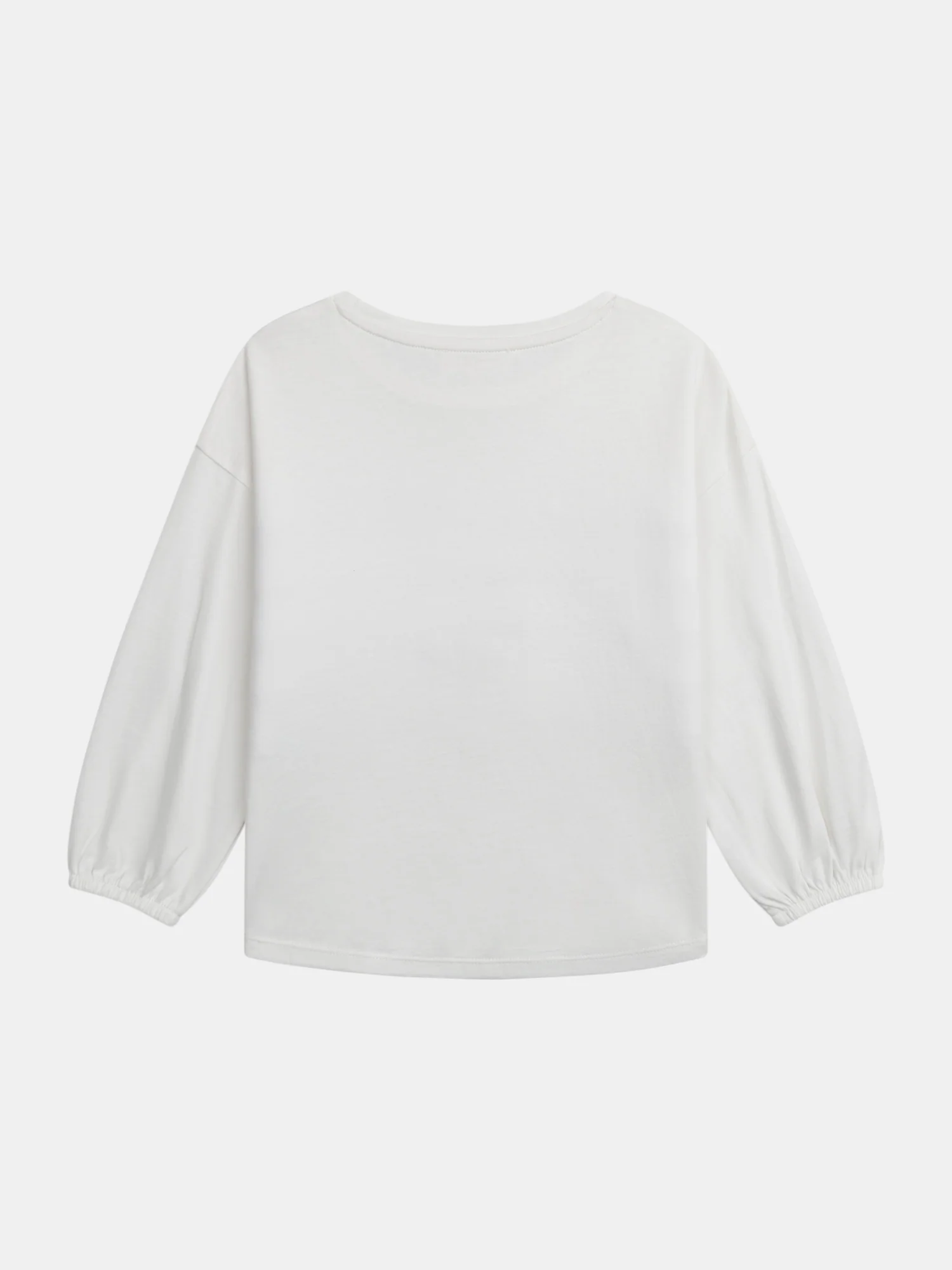 T-shirt bianco panna con paillettes blu per bambina - Image 3