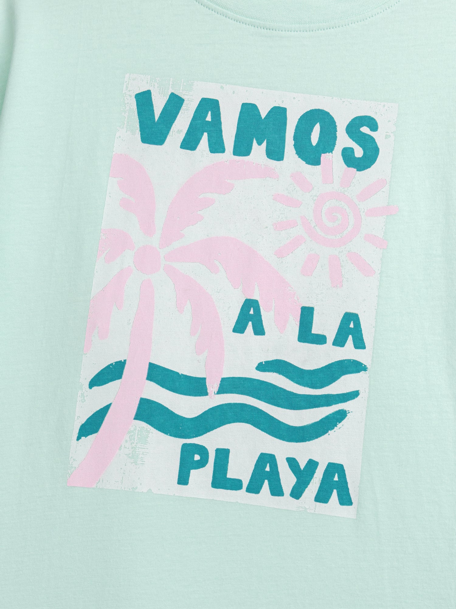 T-shirt oversize blu con animazione della spiaggia per ragazze - Image 2