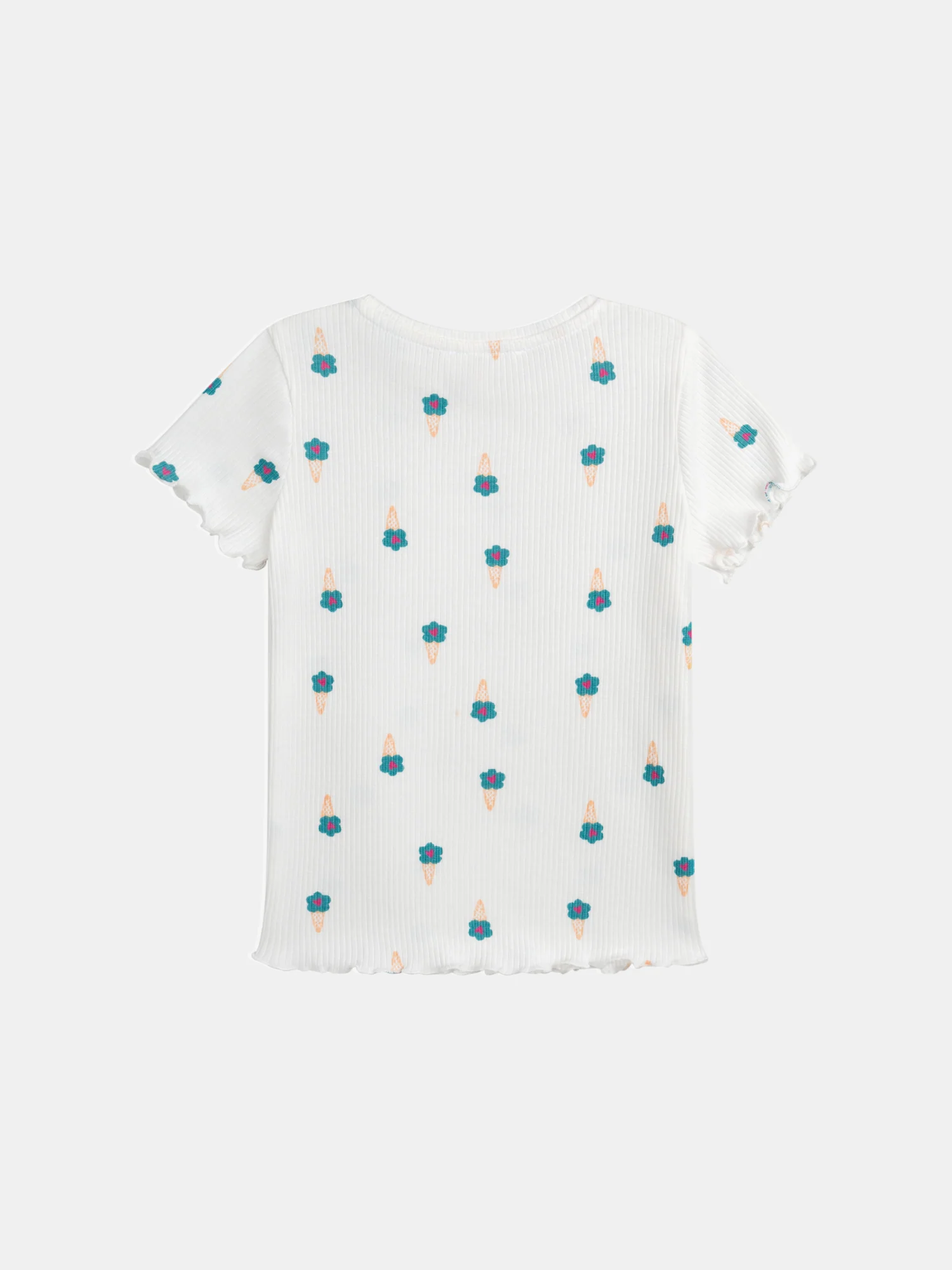 T-shirt in cotone ecru con stampa di fiori di ghiaccio per ragazza - Image 5