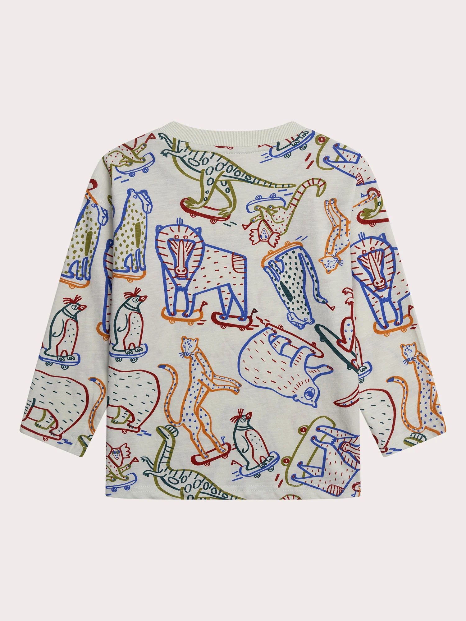 T-Shirt Maniche Lunghe Ecru Stampata in Jersey Flameggiato - Image 3